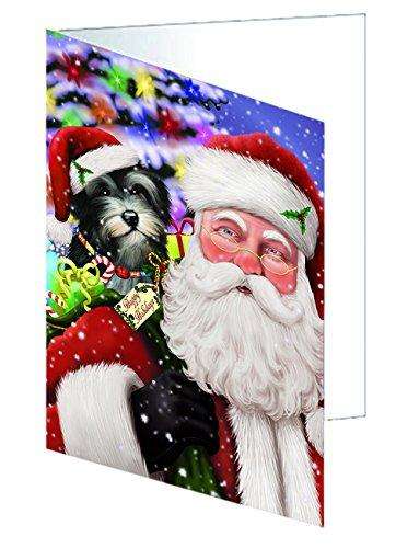 Christmas Happy Holidays Havanese Dog with Santa Presents Handmade Artwork Assorted Pets Greeting Cards and Note Cards with Envelopes for All Occasions and Holiday Seasons GCD1745