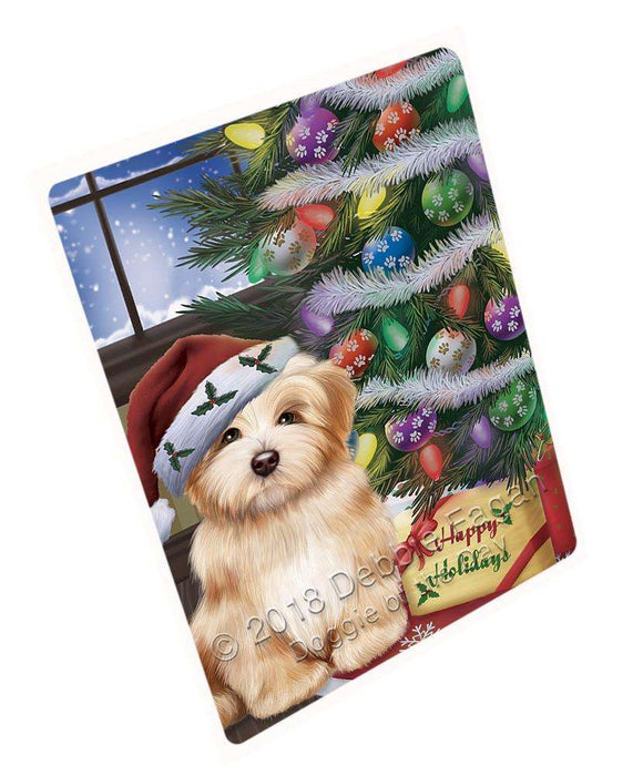 Christmas Happy Holidays Havanese Dog with Tree and Presents Blanket BLNKT101847