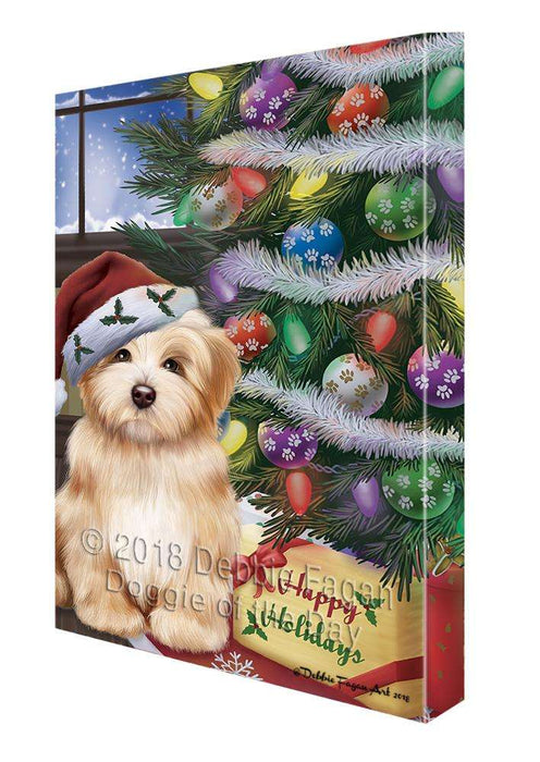 Christmas Happy Holidays Havanese Dog with Tree and Presents Canvas Print Wall Art Décor CVS102356