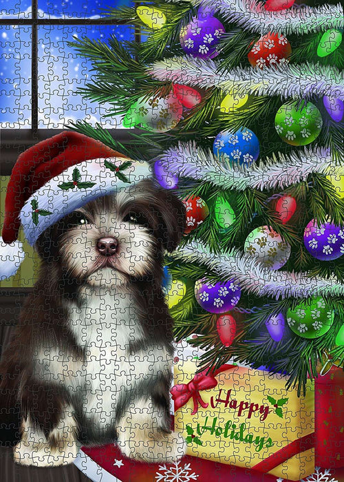 Christmas Happy Holidays Havanese Dog with Tree and Presents Puzzle with Photo Tin PUZL000