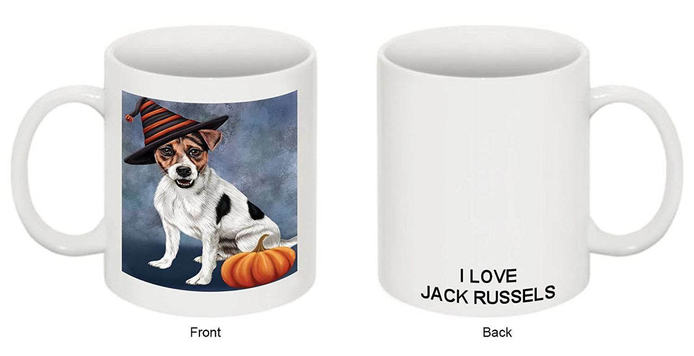 Christmas Happy Holidays Jack Russell Terrier Adult Dog Wearing Witch Hat Mug CMG0654