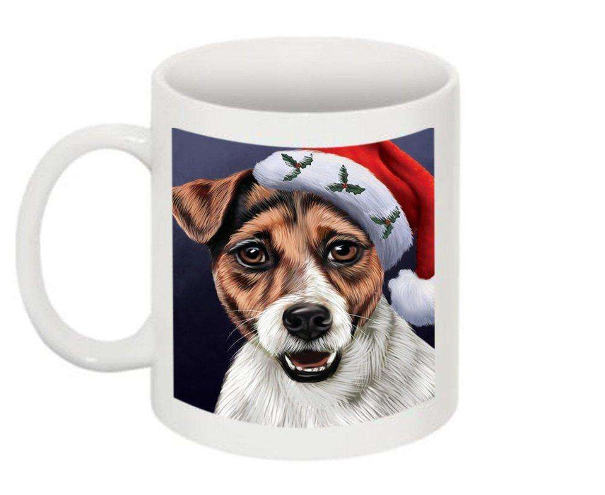 Christmas Happy Holidays Jack Russell Terrier Dog Wearing Santa Hat Mug CMG0032