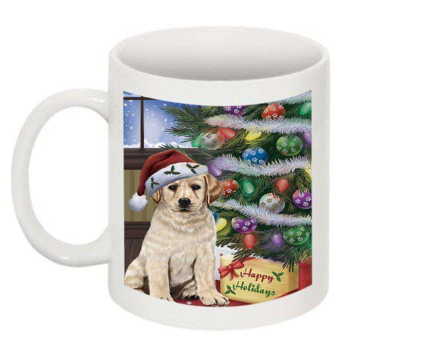 Christmas Happy Holidays Labrador Dog with Tree and Presents Mug CMG0063