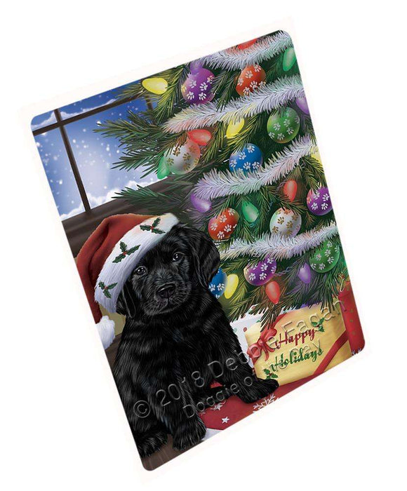 Christmas Happy Holidays Labrador Retriever Dog with Tree and Presents Blanket BLNKT101874