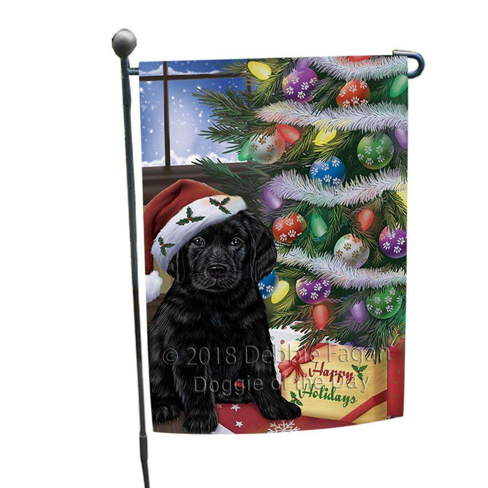 Christmas Happy Holidays Labrador Retriever Dog with Tree and Presents Garden Flag GFLG53899