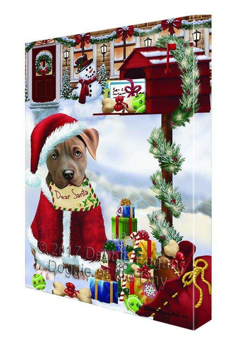 Christmas Happy Holidays MailBox Pit Bull Dog Print on Canvas Wall Art CVS1017