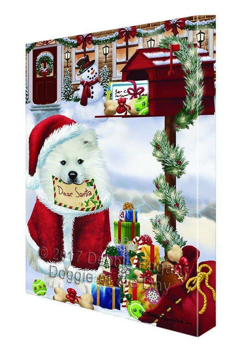 Christmas Happy Holidays MailBox Samoyed Dog Print on Canvas Wall Art CVS1035