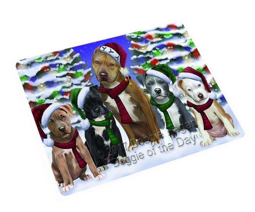 Christmas Happy Holidays Pit Bull Dog Family Portrait Cutting Board CUTB018