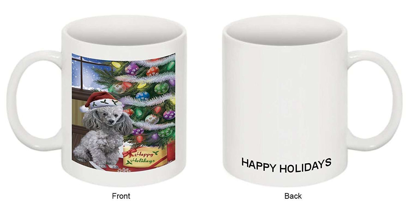 Christmas Happy Holidays Poodles Dog with Tree and Presents Mug