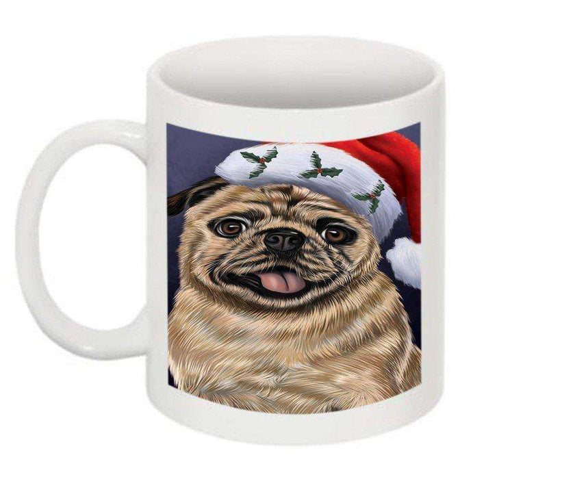 Christmas Happy Holidays Pug Dog Wearing Santa Hat Mug CMG0034