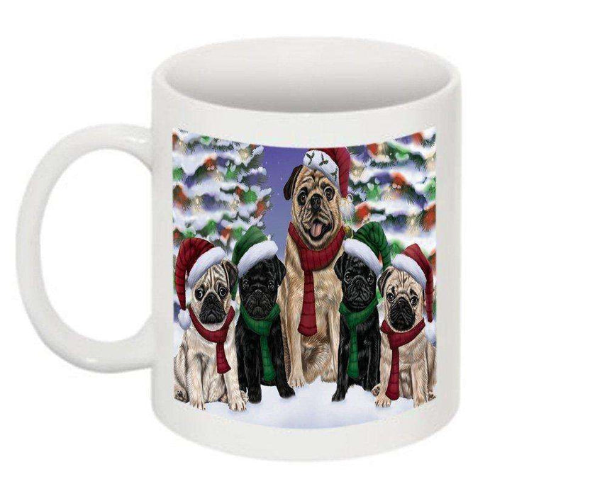 Christmas Happy Holidays Pug Dogs Family Portrait Mug CMG0142