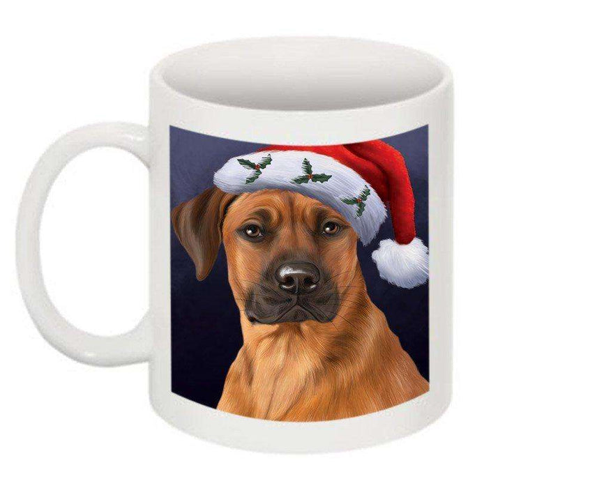 Christmas Happy Holidays Rhodesian Ridgeback Dog Wearing Santa Hat Mug CMG0035