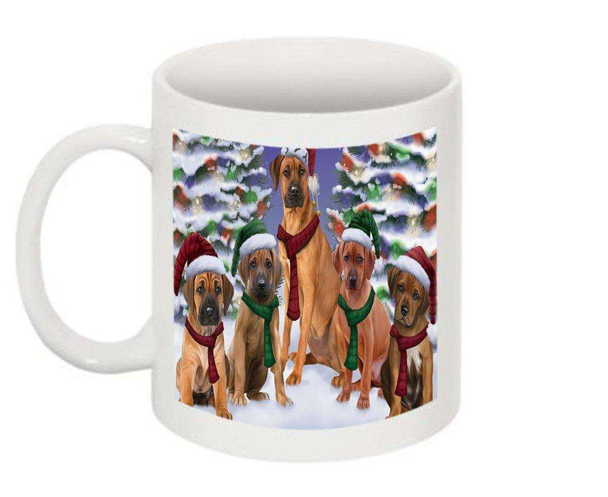 Christmas Happy Holidays Rhodesian Ridgeback Dogs Family Portrait Mug CMG0143