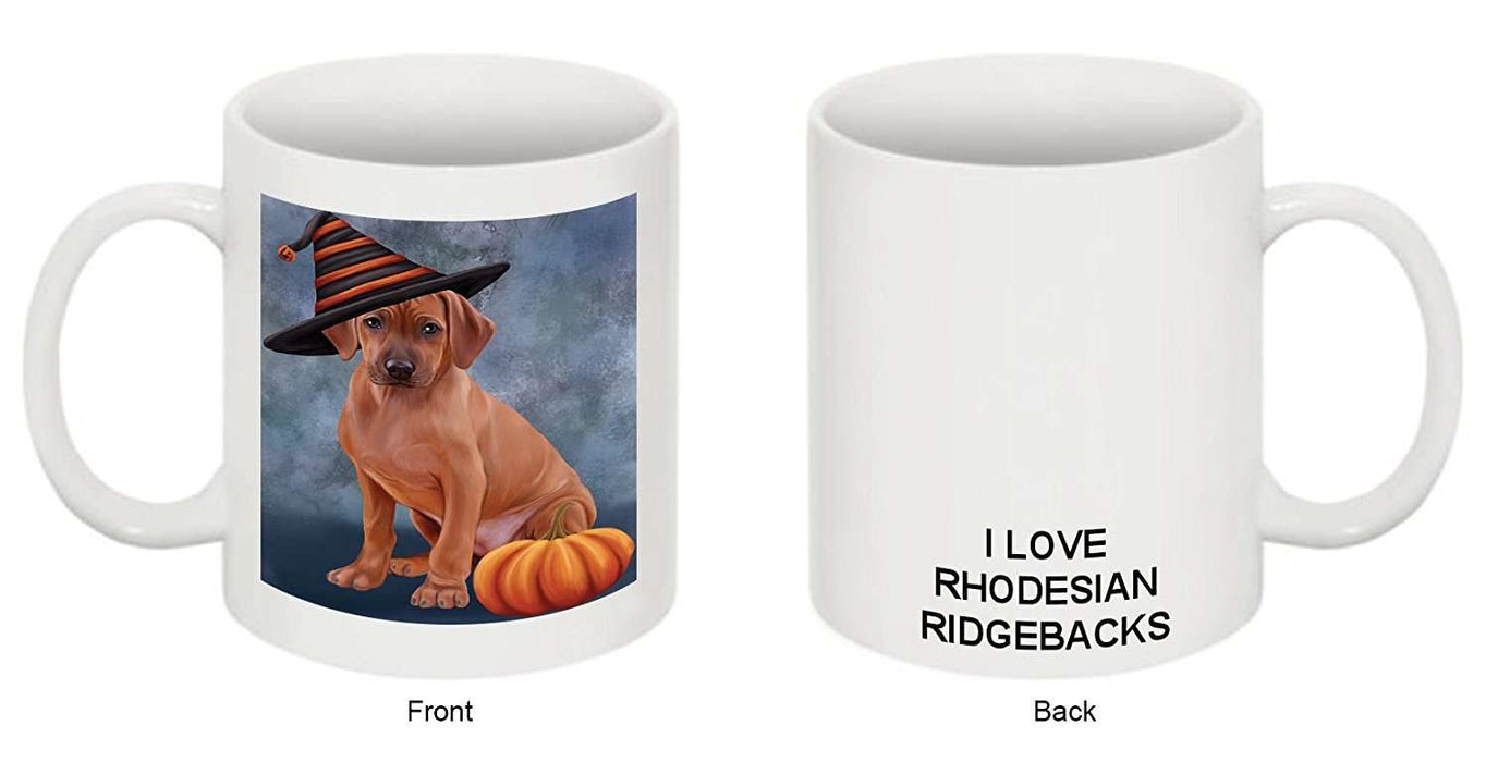 Christmas Happy Holidays Rhodesian Ridgeback Puppy Wearing Witch Hat Mug CMG0669