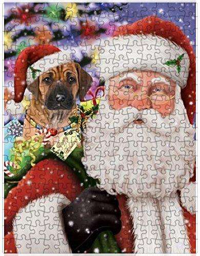 Christmas Happy Holidays Rhodesian Ridgebacks Dog with Tree and Presents Puzzle with Photo Tin