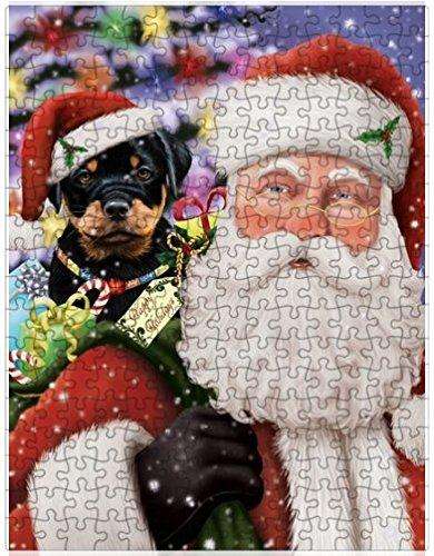 Christmas Happy Holidays Rottweiler Dog with Tree and Presents Puzzle with Photo Tin (300 pc.)
