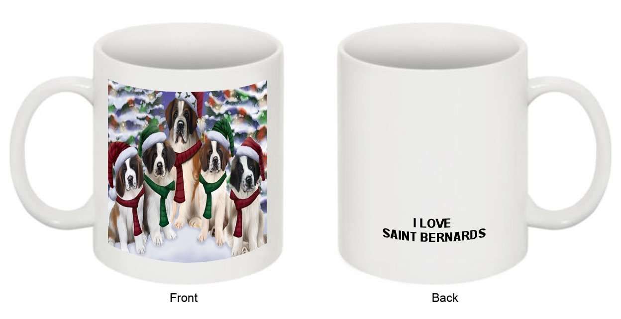 Christmas Happy Holidays Saint Bernard Dogs Family Portrait Mug CMG0108