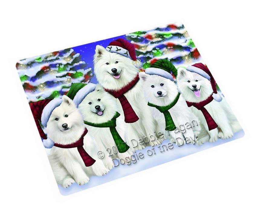 Christmas Happy Holidays Samoyed Dog Family Portrait Cutting Board CUTB024