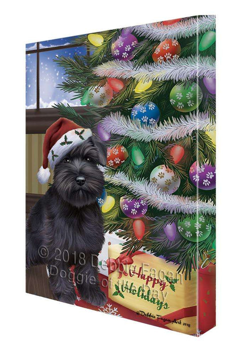 Christmas Happy Holidays Schnauzer Dog with Tree and Presents Canvas Print Wall Art Décor CVS102536