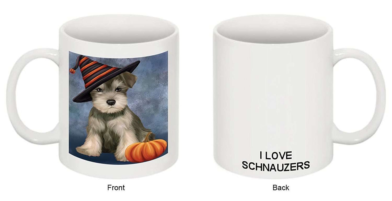 Christmas Happy Holidays Schnauzer Puppy Wearing Witch Hat Mug CMG0673