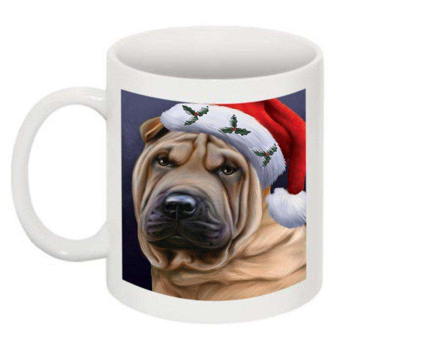 Christmas Happy Holidays Shar Pei Dog Wearing Santa Hat Mug CMG0037