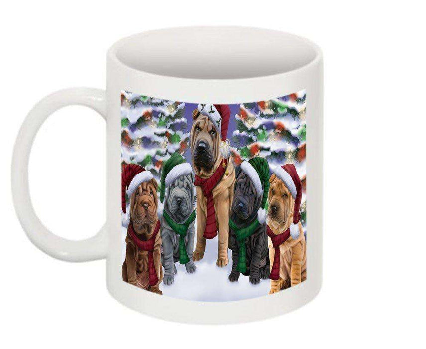 Christmas Happy Holidays Shar Pei Dogs Family Portrait Mug CMG0145