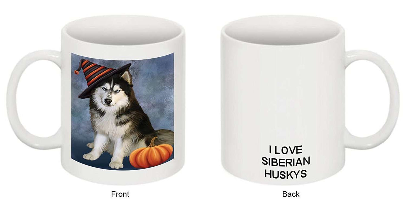 Christmas Happy Holidays Siberian Husky Adult Dog Wearing Witch Hat Mug CMG0680
