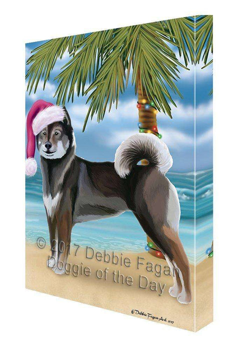 Christmas Happy Holidays Summer Time Aiku Beach Dog Print on Canvas Wall Art CVS1296