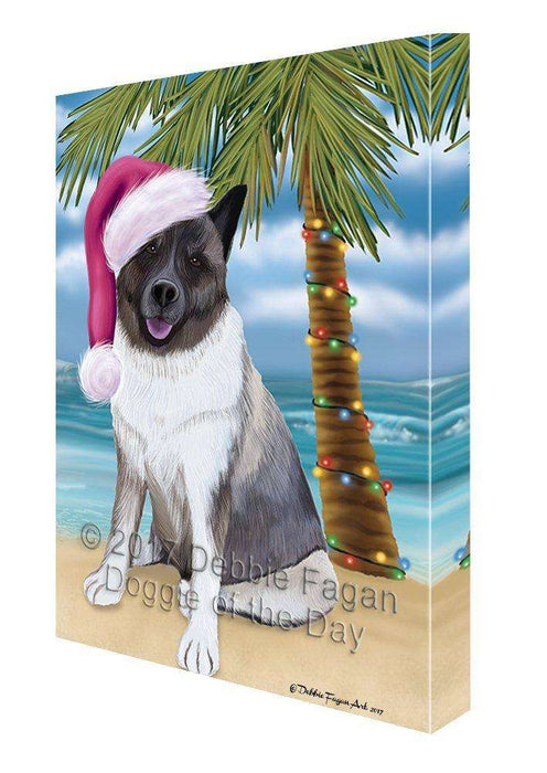 Christmas Happy Holidays Summer Time Akita Beach Dog Print on Canvas Wall Art CVS1305