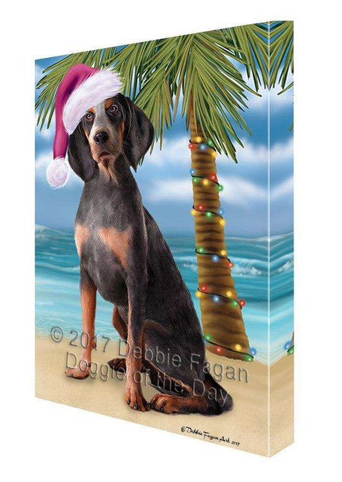 Christmas Happy Holidays Summer Time American English Coonhound Unsigned Beach Dog Print on Canvas Wall Art CVS1377