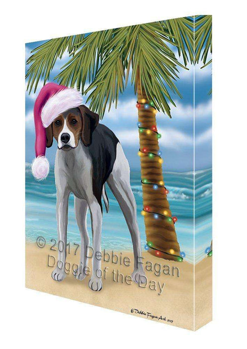 Christmas Happy Holidays Summer Time American Foxhound Beach Dog Print on Canvas Wall Art CVS1332