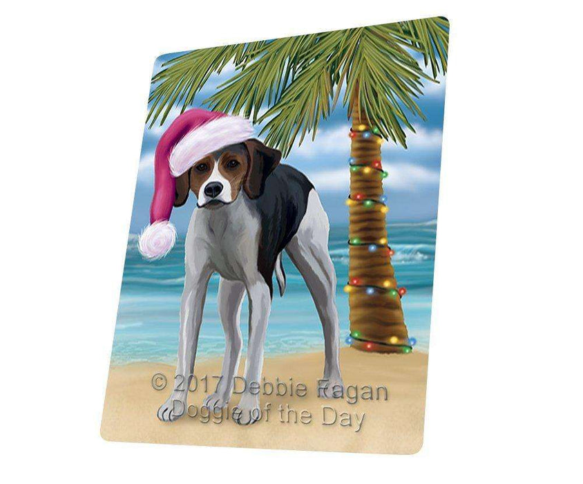 Christmas Happy Holidays Summer Time American Foxhound Dog on Beach Wearing Santa Hat Cutting Board CUTB408