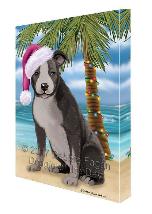 Christmas Happy Holidays Summer Time American Staffordshire Beach Dog Print on Canvas Wall Art CVS1386