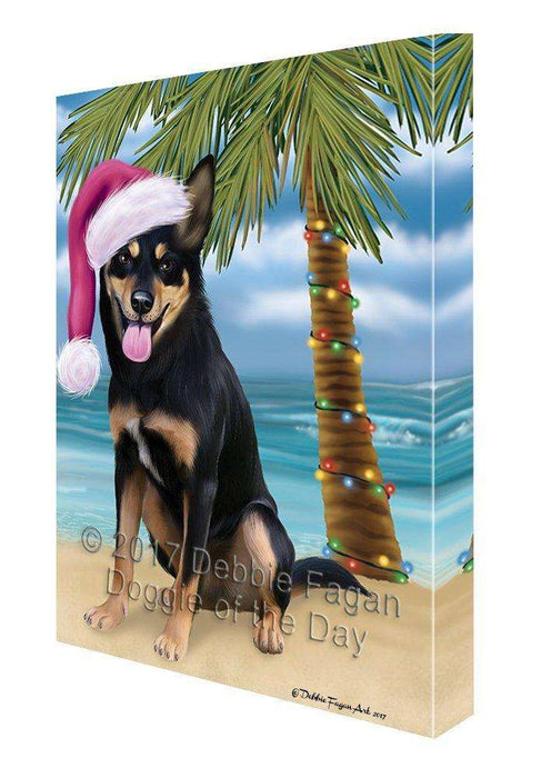 Christmas Happy Holidays Summer Time Australian Kelpies Beach Adult Dog Print on Canvas Wall Art CVS1215