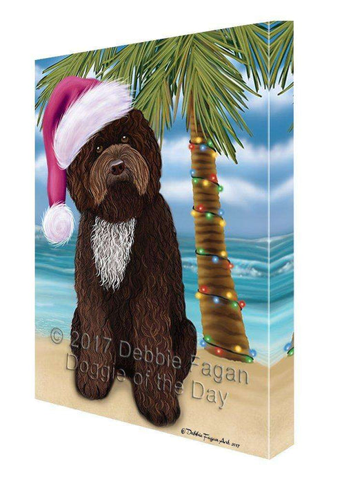 Christmas Happy Holidays Summer Time Barbet Beach Dog Print on Canvas Wall Art CVS1395