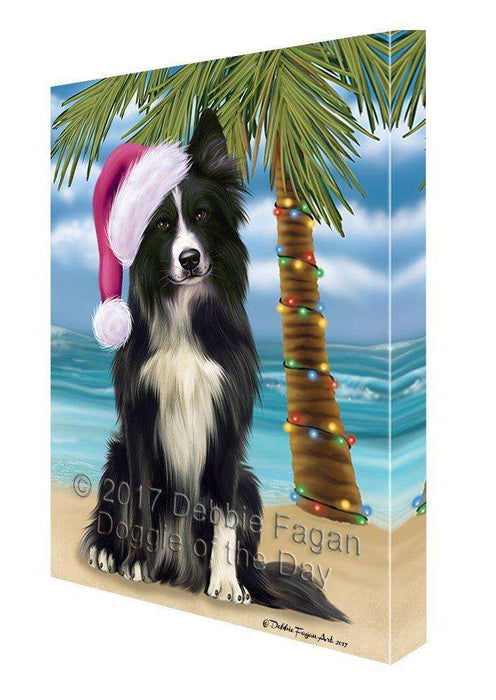 Christmas Happy Holidays Summer Time Border Collie Beach Dog Print on Canvas Wall Art CVS1413