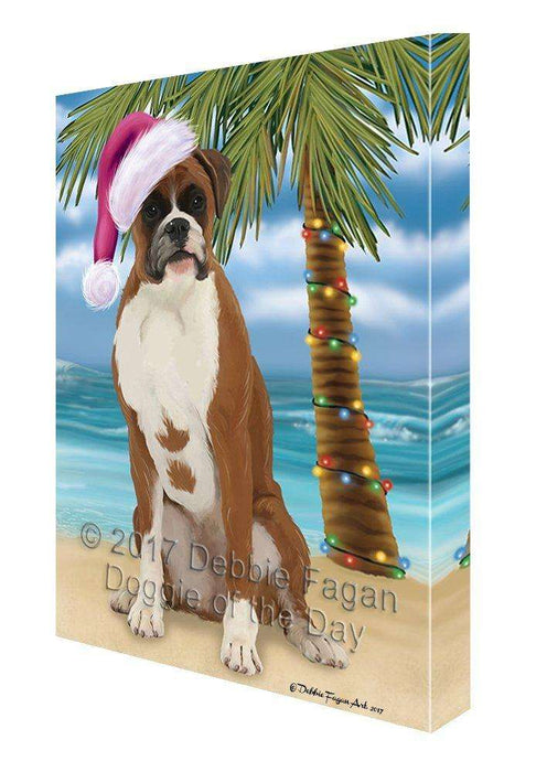 Christmas Happy Holidays Summer Time Boxer Dog Beach Print on Canvas Wall Art CVS1431