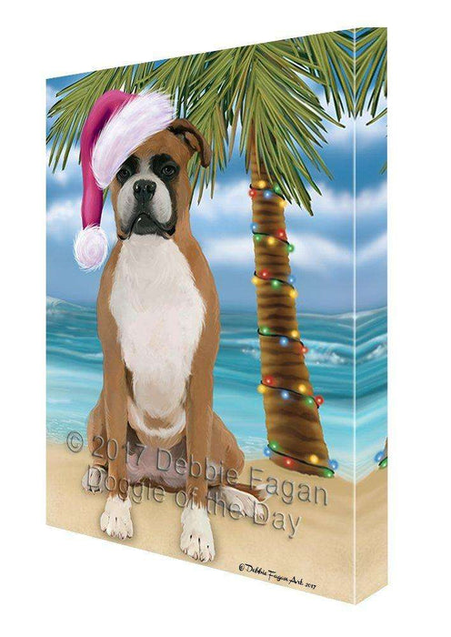 Christmas Happy Holidays Summer Time Boxer Dog Beach Print on Canvas Wall Art CVS1440