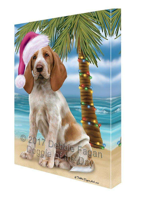 Christmas Happy Holidays Summer Time Bracco Italiano Beach Dog Print on Canvas Wall Art CVS1449