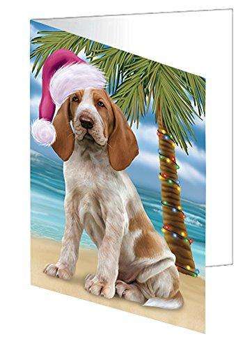 Christmas Happy Holidays Summer Time Bracco Italiano Dog on Beach Handmade Artwork Assorted Pets Greeting Cards and Note Cards with Envelopes for All Occasions and Holiday Seasons GCD1965