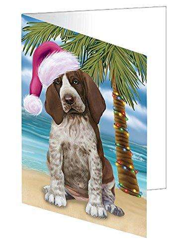 Christmas Happy Holidays Summer Time Bracco Italiano Dog on Beach Handmade Artwork Assorted Pets Greeting Cards and Note Cards with Envelopes for All Occasions and Holiday Seasons GCD1970