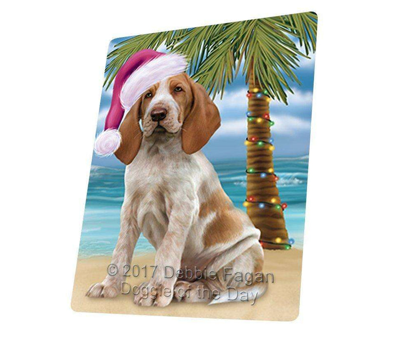 Christmas Happy Holidays Summer Time Bracco Italiano Dog on Beach Wearing Santa Hat Cutting Board CUTB507