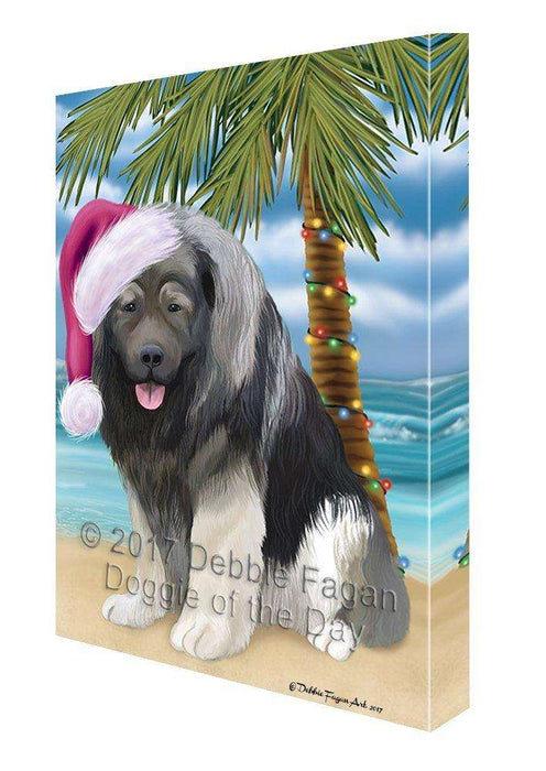 Christmas Happy Holidays Summer Time Caucasian Ovcharka Beach Dog Print on Canvas Wall Art CVS1485