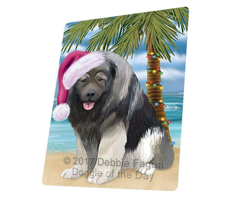 Christmas Happy Holidays Summer Time Caucasian Ovcharka Dog on Beach Wearing Santa Hat Cutting Board CUTB519