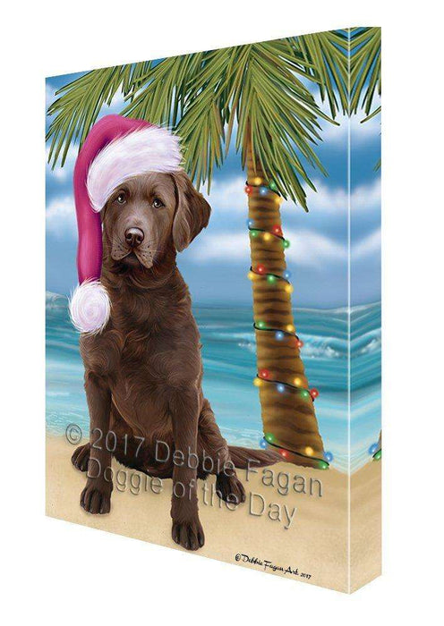 Christmas Happy Holidays Summer Time Chesapeake Bay Retriever Beach Adult Dog Print on Canvas Wall Art CVS1251