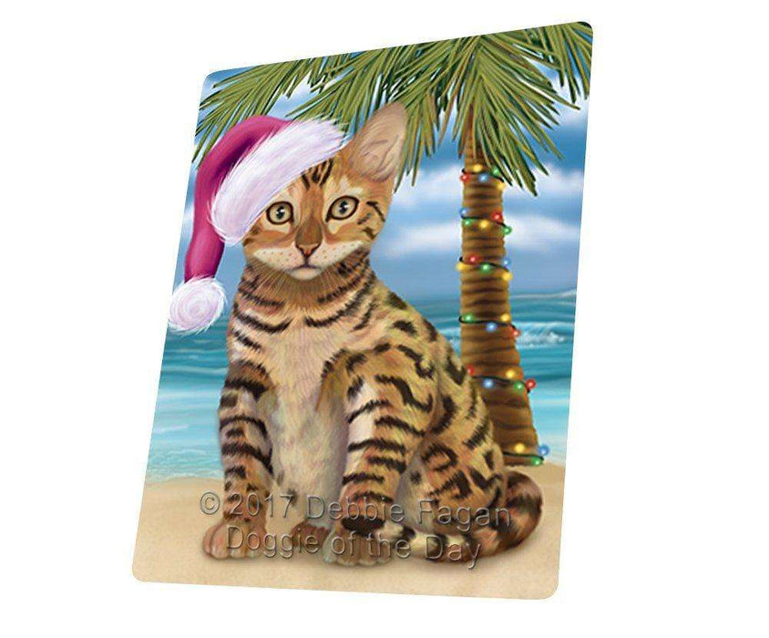 Christmas Happy Holidays Summer Time Chinese Li Hua Kitten on Beach Wearing Santa Hat Cutting Board CUTB525