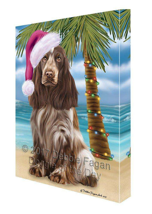 Christmas Happy Holidays Summer Time Cocker Spaniel Beach Dog Print on Canvas Wall Art CVS1521