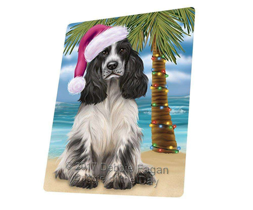 Christmas Happy Holidays Summer Time Cocker Spaniel Dog on Beach Wearing Santa Hat Cutting Board CUTB528