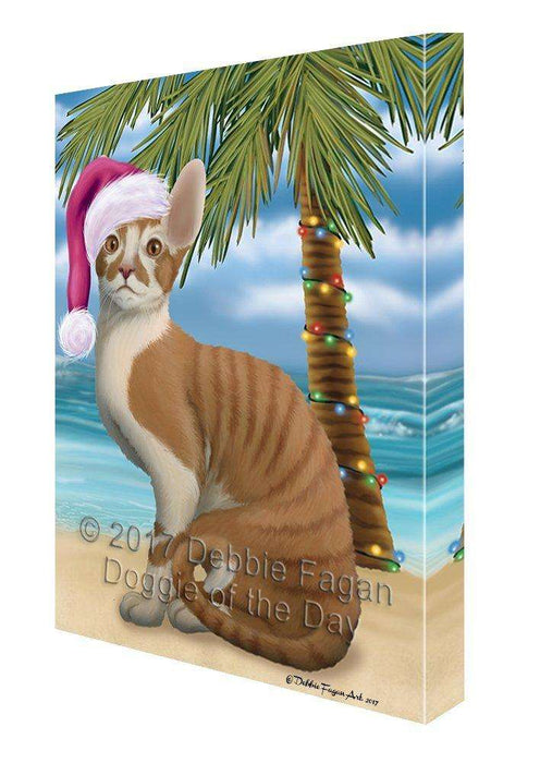 Christmas Happy Holidays Summer Time Cornish Red Cat Beach Print on Canvas Wall Art CVS1530