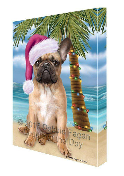 Christmas Happy Holidays Summer Time French Bulldog Beach Print on Canvas Wall Art CVS1548
